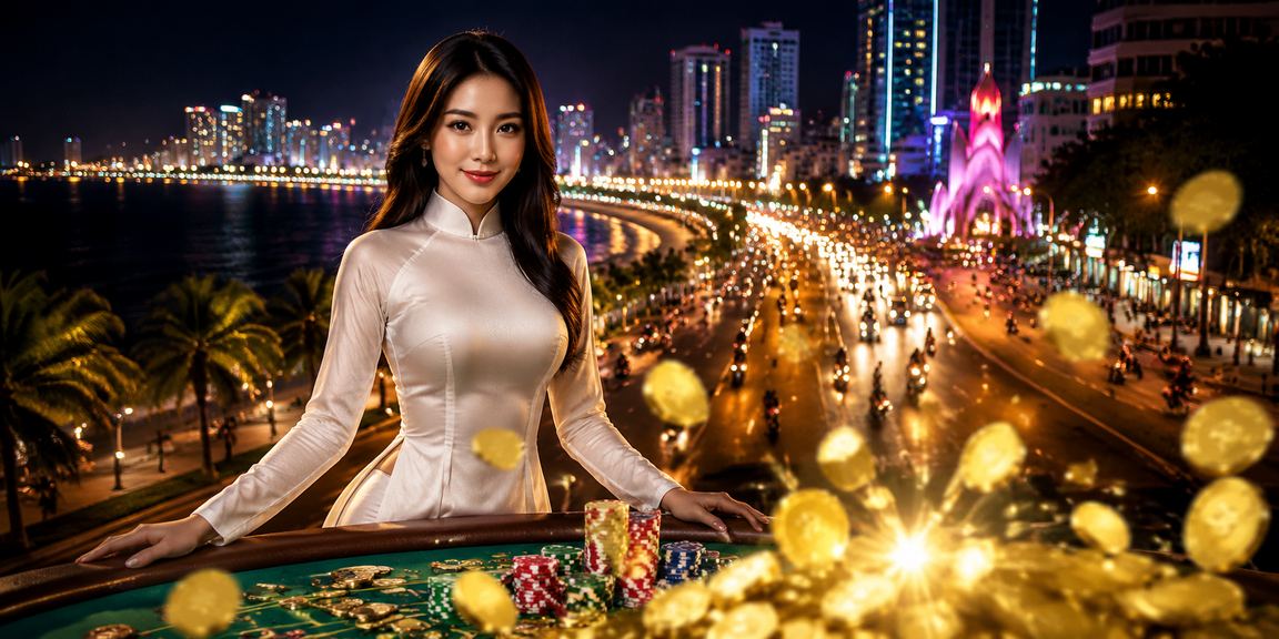 Khung cảnh Nha Trang về đêm với người dùng tham gia live casino trực tuyến